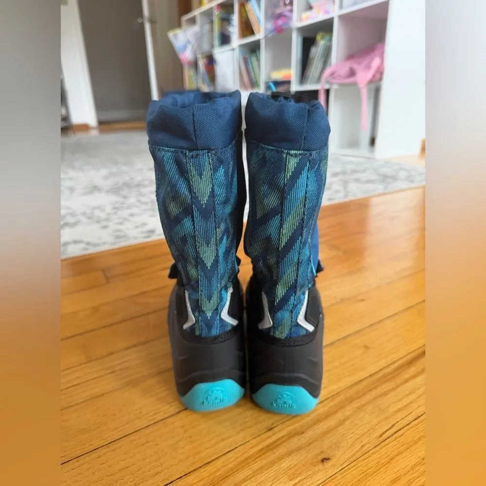 Kamik Kids Navy and Aqua Winter Snow Boots size 1